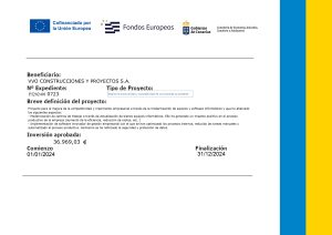 Certificado de la inversión recibida para el proyecto de mejora de la productividad y competitividad de una empresa ya existente